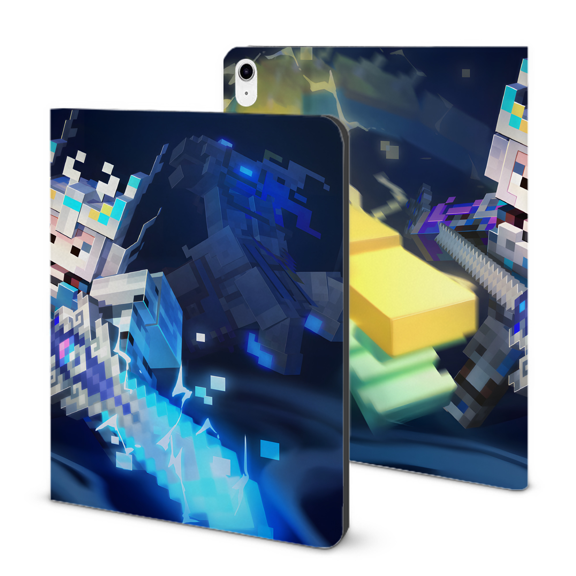 （画像用） マインクラフト ブロックの世界 Minecraft MC Block world IPad ケース ブック型 PUレザー TPU 耐衝撃 軽量 薄型 ペン収納なし 全面保護 IPad 各モデル対応